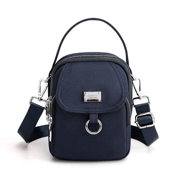 Mode 3 lager kvinnor liten handväska hög kvalitet slitstarkt tyg kvinnlig axelväska Ganska stil tjejer Härlig miniväska Deep Blue 19cm x 15cm x 10cm