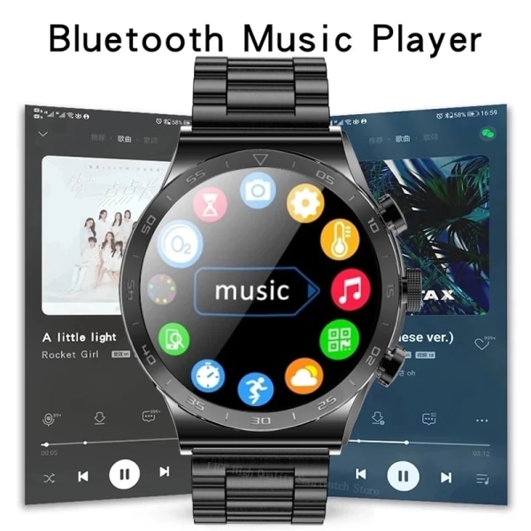 LIGE Nytt Bluetooth Call Smart Watch Herr HD Full Touch Sport Fitness Armband Vattentätt Lyx Herr SmartWatch För IOS Android Leather Sliver Bluetooth call