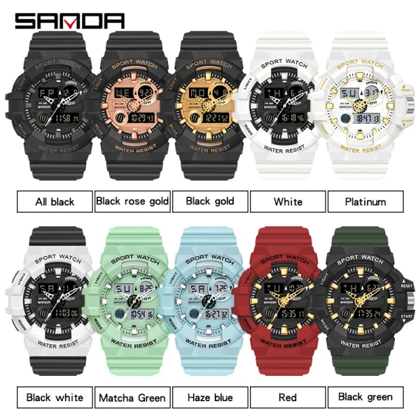 SANDA Herrklockor Toppmärke Lyx Militär Quartz Watch Multifunktion Herr Vattentäta Armbandsur Relogio masculino White black