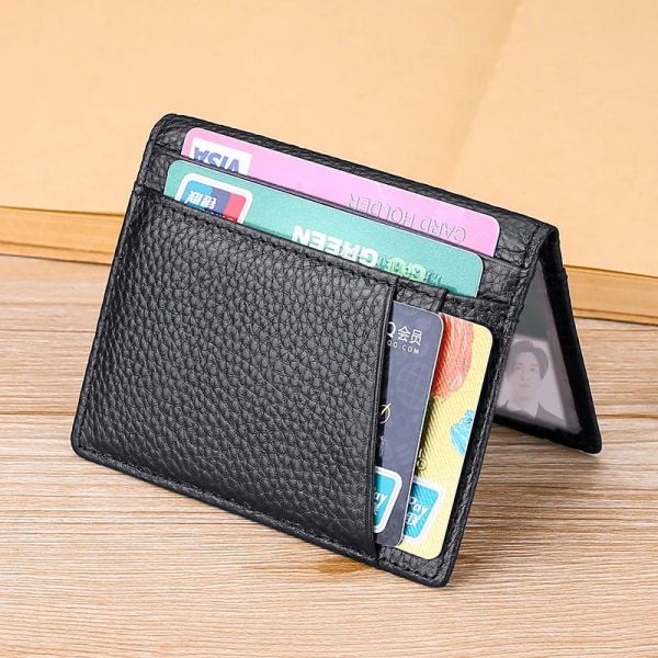 YUECIMIE Supersmal mjuk plånbok 100 % äkta läder Mini kreditkortshållare Plånböcker Plånbok Tunna små korthållare plånbok för män Crimson