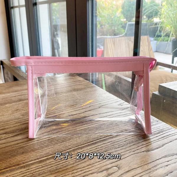 DIY Tjejer Transparent kosmetisk väska Kvinnor Dragkedja Klara sminkväskor Case Resor PVC Bad Toalettartiklar Tvätt Förvaringsväska pink