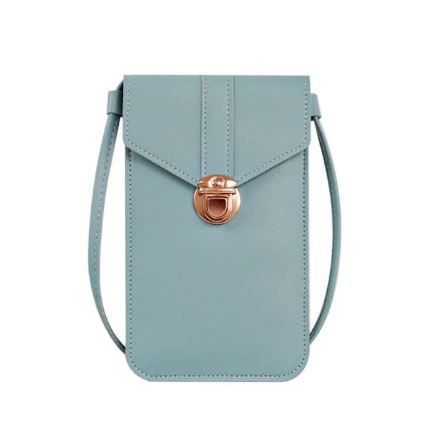 Student Mini Crossbody-väskor Dam Hjärtformad dekoration Transparent Touchscreen Retro Mobiltelefonväska Axelväska Designer BBL108-light blue