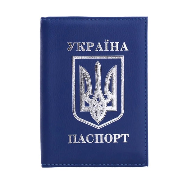 Ukrainskt nationellt cover PU-läder resepasshållare till Ukrain-hållare passhållare av hög kvalitet blue