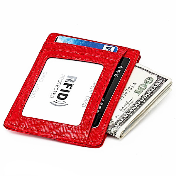 Case Pengafodral RFID Blockering Smal Minimalistisk Kreditkortshållare Små ficka Plånböcker för män Kvinnor Red