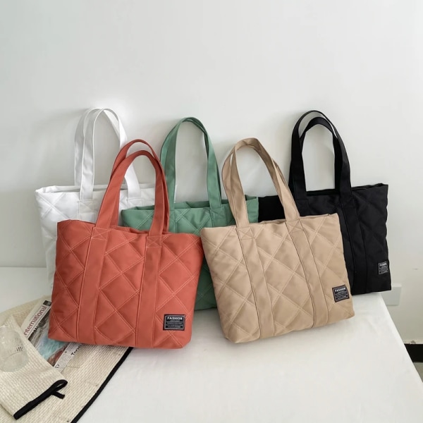 Canvas Shopper Axelväska För Kvinnor Mjuk bomull Kapacitet Shoppingväskor Mode Kvinnliga Tygväska Enkelaxelhandväska Orange Shoulder bag