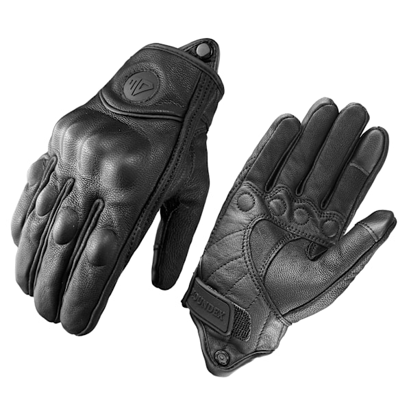 Retro Motorcykelhandskar Motocross Cykling Äkta Läder Pekskärm Män Kvinnor Motorcykel Moto Ridning Skyddsutrustning Perforerad perforated L
