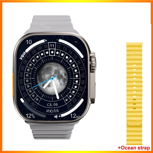 VWAR ZD8 Ultra MAX Plus Smart Watch Series 8 Kompass 49mm Titanium Alloy Bluetooth Call NFC ECG IP68 Vattentät Smartwatch Gold Ocean Yellow