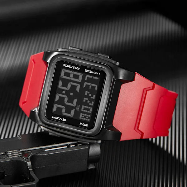 POSHI Märke Watch Mode LED Digital Vattentät För män Alarm Week Stoppur Militär elektronisk manlig klocka Reloj Hombre brown