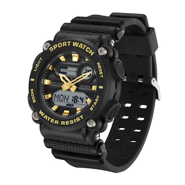 SANDA 2023 Sports Military Herrklockor Top Märke Lyx 50M Vattentät Man Armbandsur för Herr Klocka Relogio Masculino 3139 Black Gold