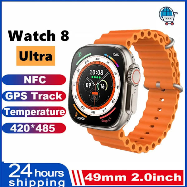 Smart Watch Ultra 8 NFC GPS Track 49mm Herr Dam Smartwatch Series 8 Termometer BluetoothCall Vattentät Sport För Apple BlackHY black YJ