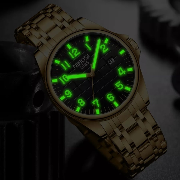 2023 NIBOSI Top Brand Quartz Watch Herr Vattentät Sport Militär Armbandsur Herr Business Rostfritt Stål Man Klocka Reloj Hombre Silver Gold Black