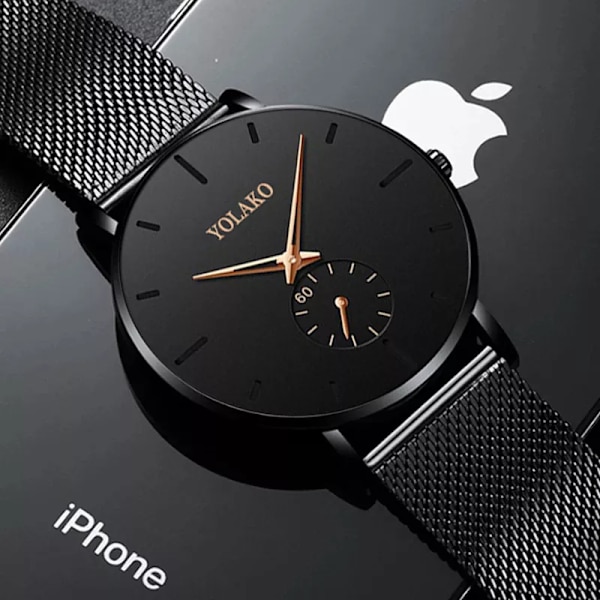 reloj hombre 2022 Herrmode Ultratunn Minimalistisk Rostfritt stål Mesh Bälte Quartz Watch Herr Läderklockor Mesh Black Red