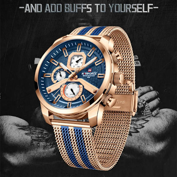 NAVIFORCE Kalenderklockor för män Casual Watch för män Quartz Armbandsklocka i rostfritt stål Watch Masculino 2022 RGBE-BOX