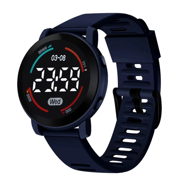 Damklockor Led Digital Elektronisk Watch Herr Utomhussport Casual Slim Mjuk Silikon Damarmbandsur Reloj Digital Mujer Dark blue  800