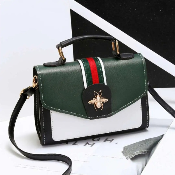 Kvinnor Designer Contrast Handväska Kvinna Ny Klassisk Crossbody-väska Flikväska Läder Axelväska Damväska Army Green