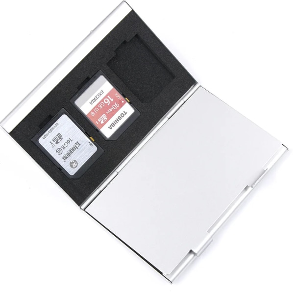 Metall MMC Minneskort Aluminium Förvaringsbox Kamera 6 Case för SD MMC TF Minneskort Förvaringskort Hållare Case With card slot