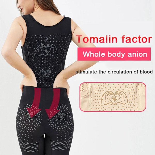 Kvinnor Hellängd Shapewear Stretchbar Body Smalning Kroppsformare Lår Gå ner i vikt Mager figur Beige M
