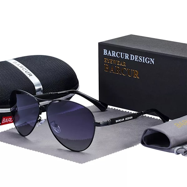 BARCUR Design Memery Alloy Solglasögon Polarized Gradient Herr Solglasögon Dam Pilot Glasögon Spegelskydd Oculos De Sol Black Gradient Gray BARCUR