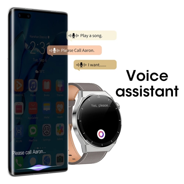 för Huawei Watch GT3 Smart Watch Herr Android Bluetooth Call IP68 Vattentät Blodtryck Fitness Tracker Smartwatch Dam Brown Leather smartwatch