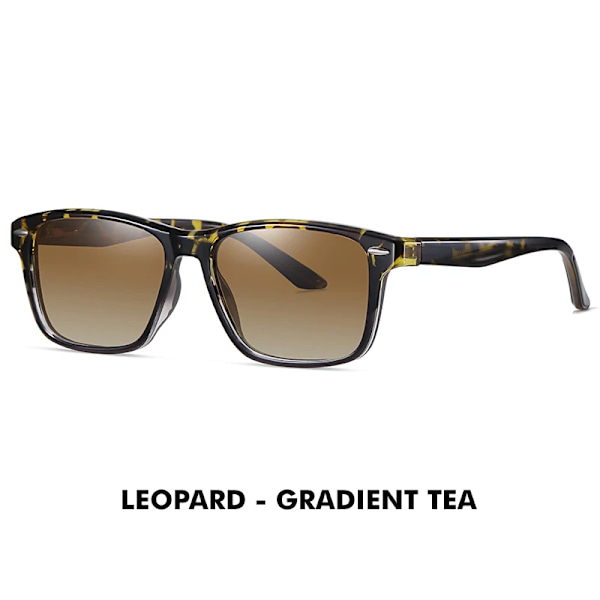 LM New Fashion Solglasögon Herr Kvinnor Retro Polarized Ultra Light TR90 Driving Solglasögon Antireglare Nyanser Man oculos UV400 Leopard-Gradient Tea LM