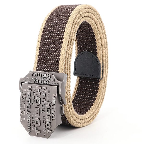 Herrbälten Canvas Herr Högkvalitativ tuff metallspänne Army Militärträning Taktiskt bälte Ny unisex Police Jeans Accessoarer Coffee rice edge 110cm