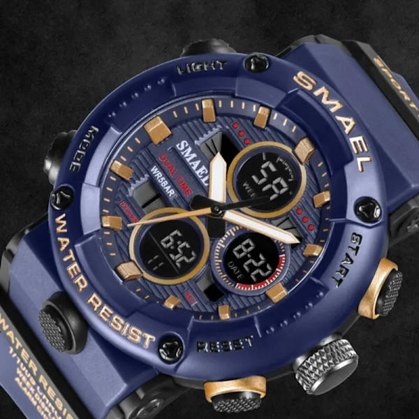 SMAEL Watch Herr Vattentät LED Digital Klockor Stoppur Big Dial Klocka För Man 8038 Relogio Masculino Sport Herr Klockor Quartz Army Green