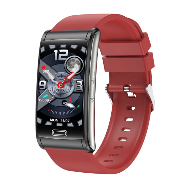 Ny E600 EKG Smart Watch Herr Icke-invasiv Blodsocker Puls Blodtrycksmätare Sportsteg Smartwatch Dam Android red silica