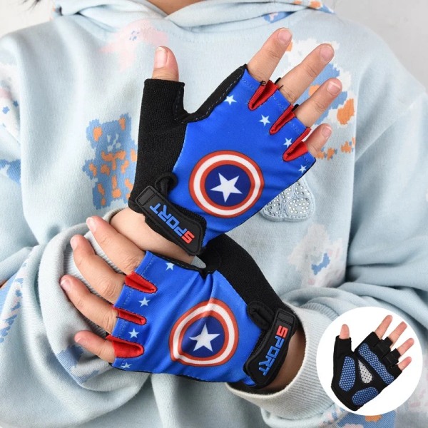 Cykelhandskar för barn Halvfinger Barn Cykelhandskar Barn Halksäkra Andningssporthandskar för pojkar Flickor Ridutrustning Spiderman L
