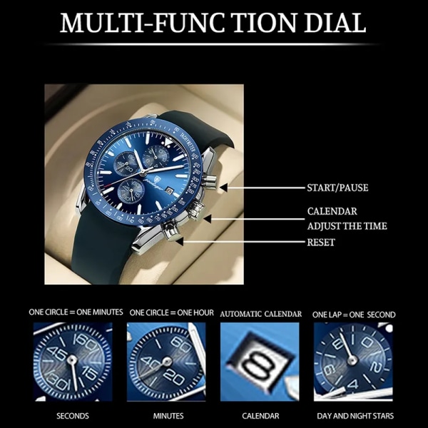 POEDAGAR Sportklockor i silikon för män Vattentät lysande multifunktionsstoppur Quartz Watch Man Cool presentklocka Reloj Hombr L-CAB