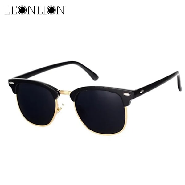 LeonLion Polarized Semi-Rinless Solglasögon Dam/Her Polarized UV400 Classic Brand Designer Retro Oculos De Sol Gafas C9 LightBlack Gold
