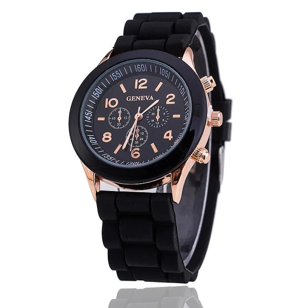 2019 s Geneva Brand Silikon Damklocka Watch Mode Klänning Quartz Armbandsur Damklocka watch relogio feminino black