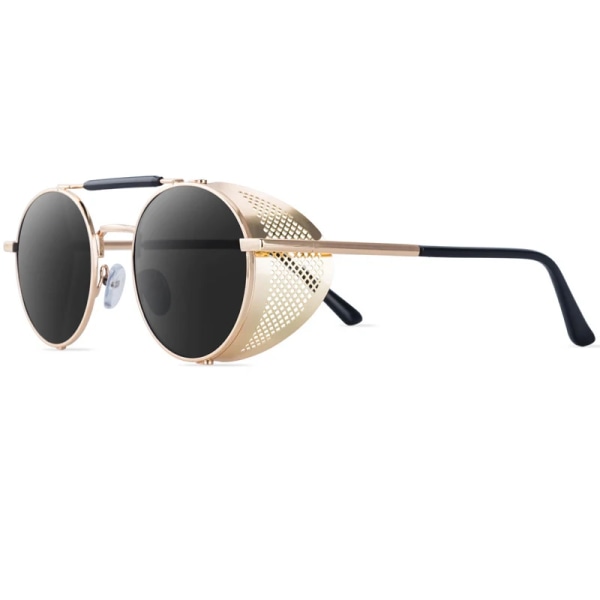 ZXRCYYL Klassiska solglasögon i gotisk Steampunk-stil Män Dam Märkesdesigner Retro rund metallram Färgglada linssolglasögon C6 White