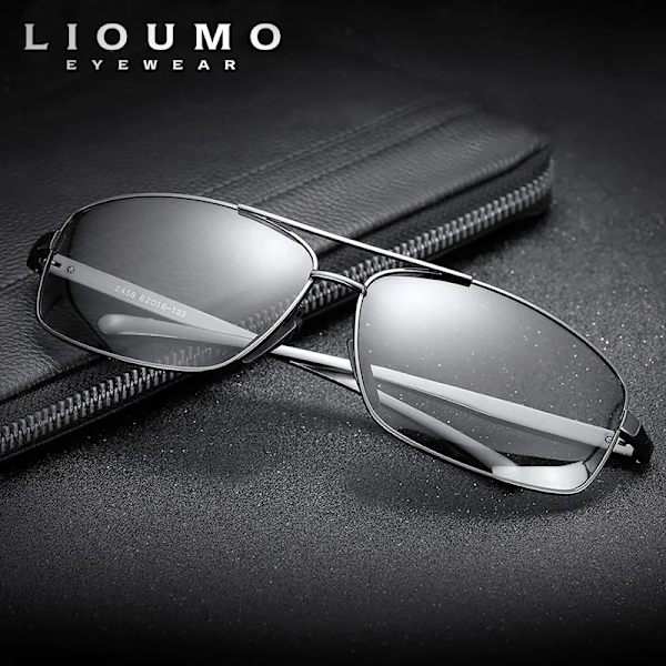 LIOUMO Top Photochromic Solglasögon Män Kvinnor Polariserade kameleontglasögon Körglasögon Antireflex solglasögon zonnebril heren Gun frame LIOUMO
