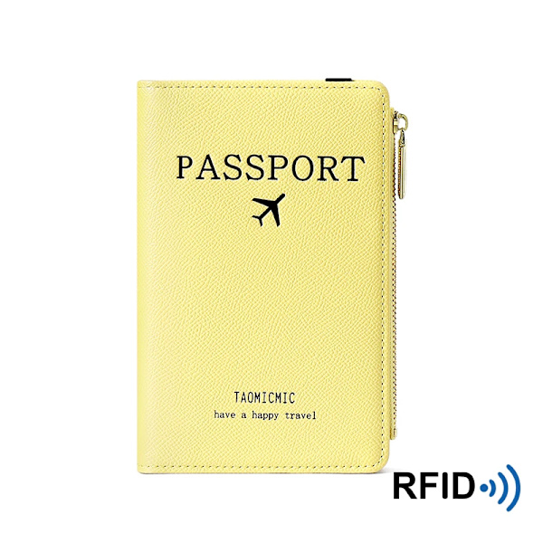 Band PU Läder Cover RFID-blockering för kort Resepasshållare Plånbok Organizer Herr Kvinnor Case Yellow