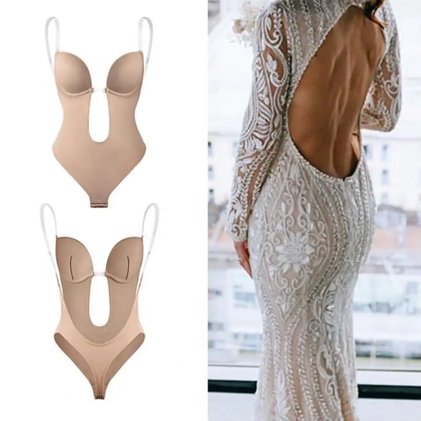 Unik Body BH U-form Rygglös Body Shaper Kontroll Mage Hög elastisk rumpa lyftare Reduktiv Strip Bodysuit Underkläder White XL