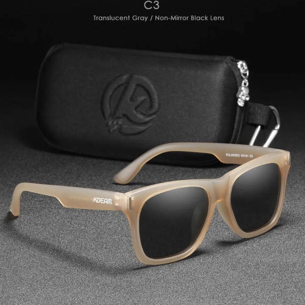 KDEAM 2021 New Square Polarized Solglasögon Herr Multi Color Coating Solglasögon Alla svarta nyanser Dragkedja ingår Kat.3 CE C3 Zipper Box