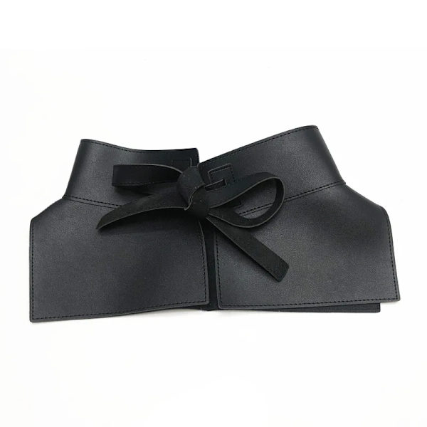 Kvinnor Peplum Bälte Kvinnlig Kjol Läder Midjebälten Mode Damer PU Svart rosett Bred sele Klänningar Designer midjeband black 1pc
