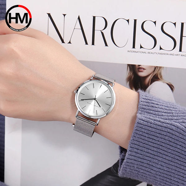 Watch Lyxmärke Quartz Damklänningar Armbandsur Silver Steel Mesh Watch 36mm vattentät klocka Xfcs silver white