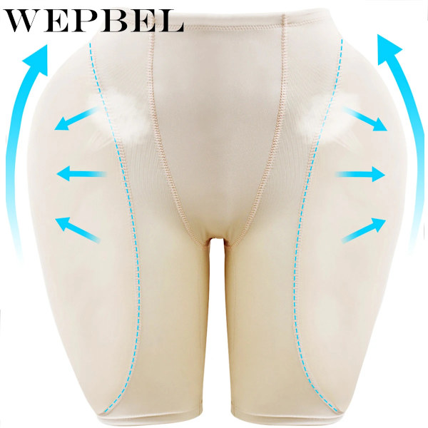 WEPBEL False Ass Butt Lifter Sexig Push Up Intim Body Shaper Hip Up Trosa Vadderade trosor Underkläder Kvinnor Sömlös spetsrumpa Khaki 4XL