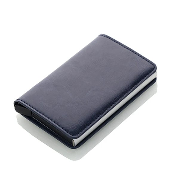 Ny unisex kreditkortshållare PU-läderblockerande Rfid-plånbok Herr ID-korthållare Säkerhetsinformation Case Plånbok Dark blue