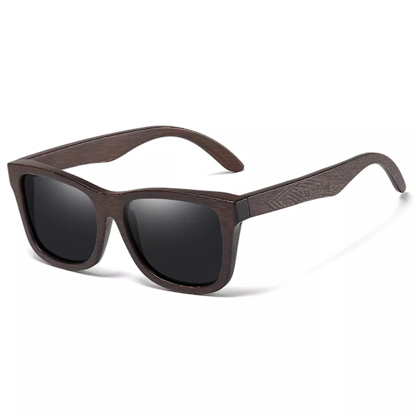 GM Retro Mode Bambu Trä Polariserad Solglasögon Kör fyrkantig Solglasögon Man Goggle UV400 Kvinnor Män Märkesdesigner Black Dark bamboo