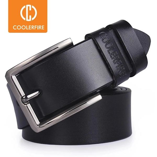 kohudsbälten i äkta läder för män märke manligt stift spänne jeans cowboy Herrbälten Lyxdesigner högkvalitativt läderbälte Black 100cm