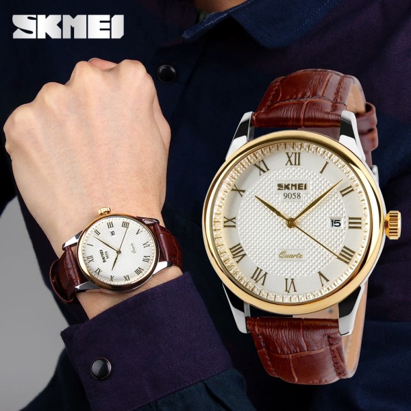 Herrklockor Toppmärke Lyx Watch Skmei Mode Casual Business Armbandsur Vattentät Watch Relogio Masculino silver brown