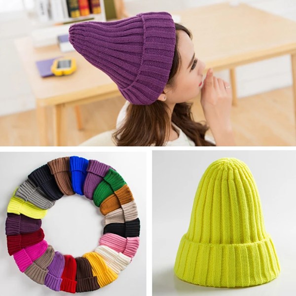 Unisex Bomullsblendade Varma Mjuka Stickade Mössor Hip Hop Vintermössor Beanies För Flickor Höstmössor Skullies Beanies Red