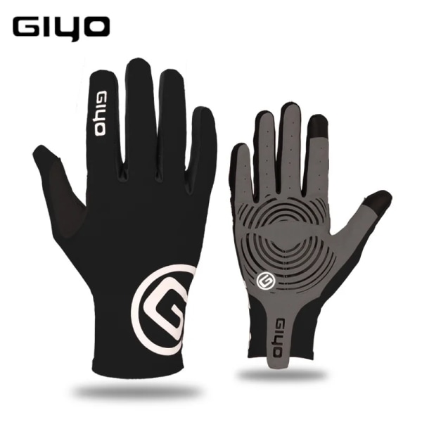 GIYO Pekskärm Långa Hela Fingrar Half Gel Sport Cykelhandskar MTB Road Bike Racing Handske Dam Herr Cykel S02 Breaking BLACK - Full Fingers XXL