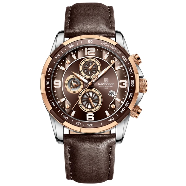 Toppmärke NAVIFORCE klockor för män Vattentät läder Quartz Watch Kronograf Sportarmbandsur Lysande manlig klocka RG CE