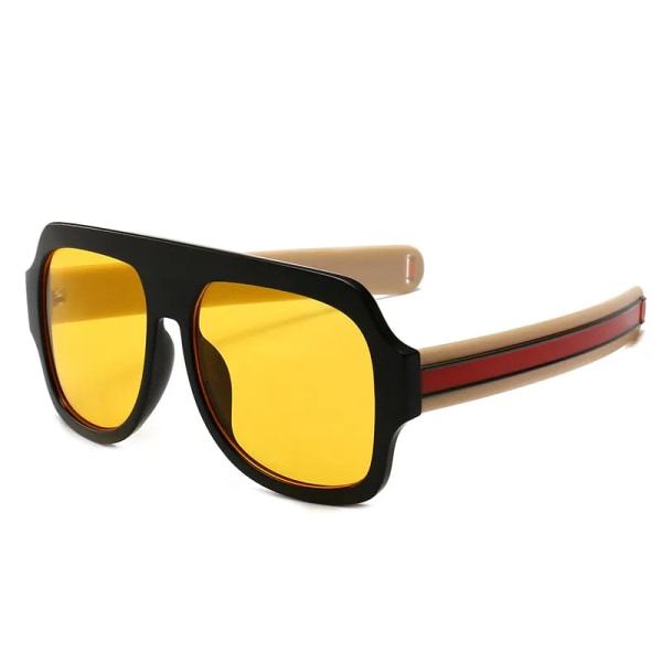 Stora överdimensionerade solglasögon Man Kvinna Gul Herr GG Solglasögon för män Kvinnor Retro plastsolglasögon Rosa Trendiga solglasögon Oculos Yellow MULTI