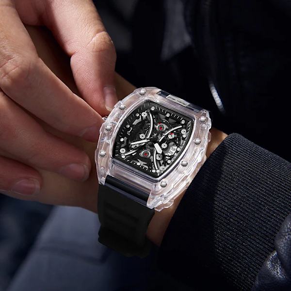 Klassiska klockor för män med lyxigt märke Vattentät silikon fyrkantig kvarts herrarmbandsur Reloj Hombre 2022 2018 moon silver pi