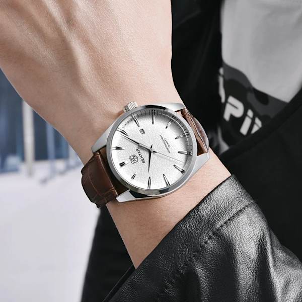 BENYAR Mode Herrklockor Toppmärke Lyx Militär Watch Läder Vattentät Sportklocka Watch reloj hombre 2023 White