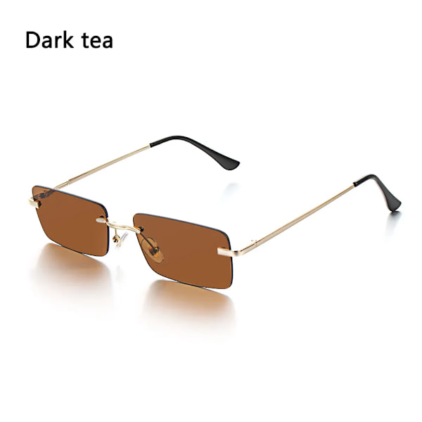 Resestil Bergsklättring Solglasögon För män Kvinnor UV400 nyanser Rektangel utan båge Glasögon Gradient Färger Glasögon Dark tea